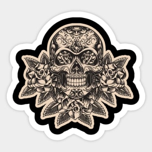 skull and roses Sticker